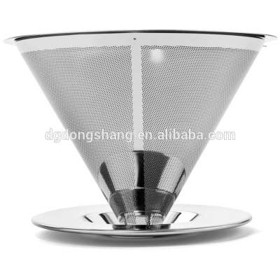 Reusable paperless 304 stainless steel cone for filter coffee